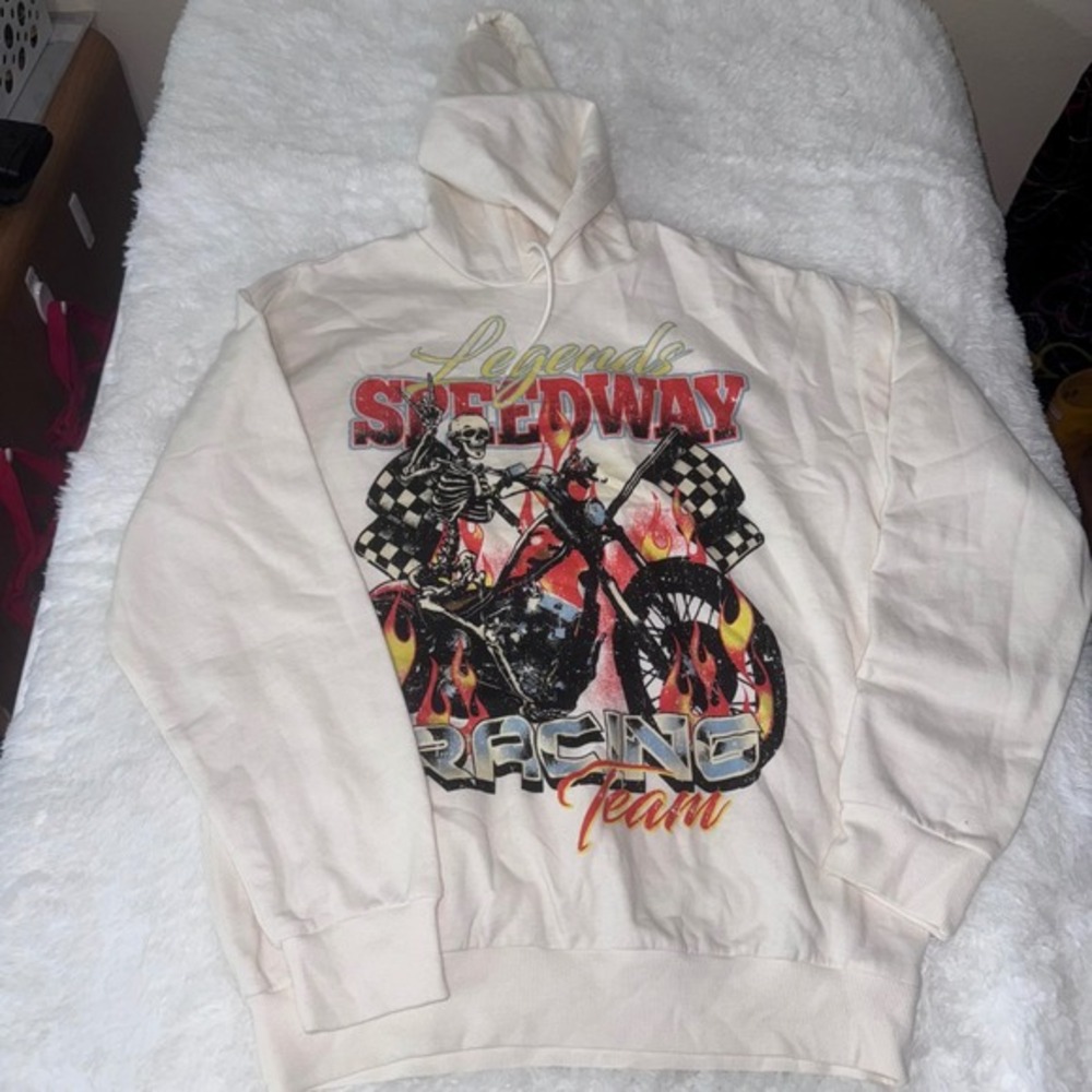 Legends Speedway Racing Team Hoodie Skeleton Motorcycle‎ Graphic